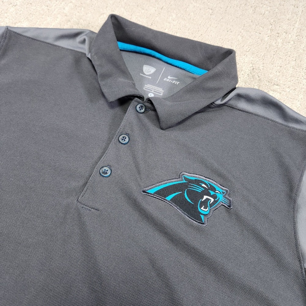 Carolina Panthers Shirt Men Large Nike Dri Fit NFL Training Gray Polo